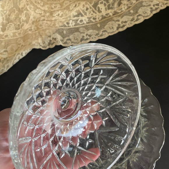 Vintage Cut Glass Cheese Serving Dish with fine lid - Picture 2 of 6